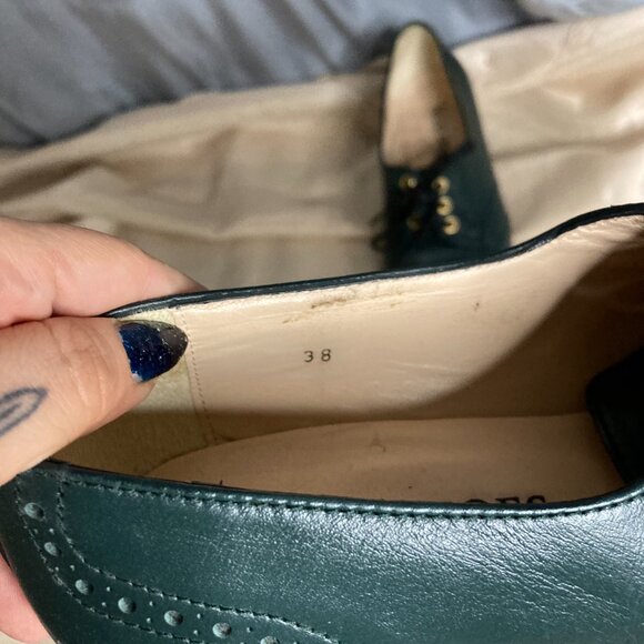 retro 70s green brogue block heel shoes (the Aly modshoes) - Picture 5 of 11